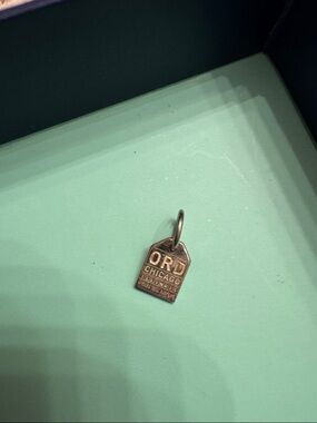 Chicago ORD Tag Charm Pendant in Aged Silver